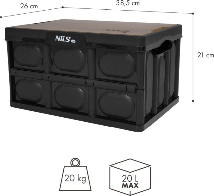 Складний кемпінговий ящик Nils Camp NCB4005 20 л Black (5908261682254) - зображення 2