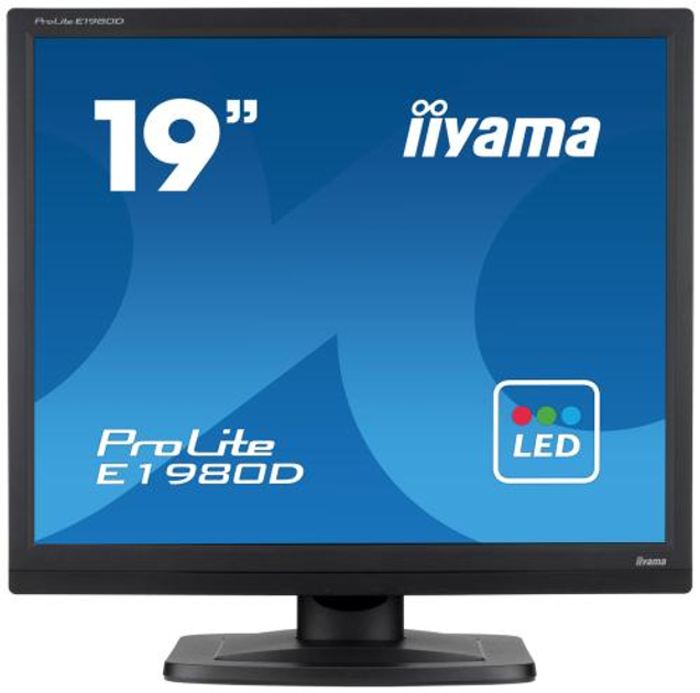Монітор 19' Iiyama ProLite E1980D-B1, Black, TN, 1280x1024 (5:4), 5 мс, 250 кд/м², 1000:1, 170°/160°, VGA/DVI, VESA 100x100 мм - изображение 1