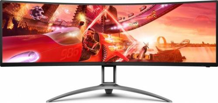 Монітор вигнутий 49' AOC AG493QCX, Black, WLED, VA, 3840x1080 (32:9), 1 мс, 144 Гц, 400 кд/м², 3000:1, 178°/178°, HDMI/DP, Vesa 100x100, 2х5 Вт, 4xUSB 3.2 - изображение 1