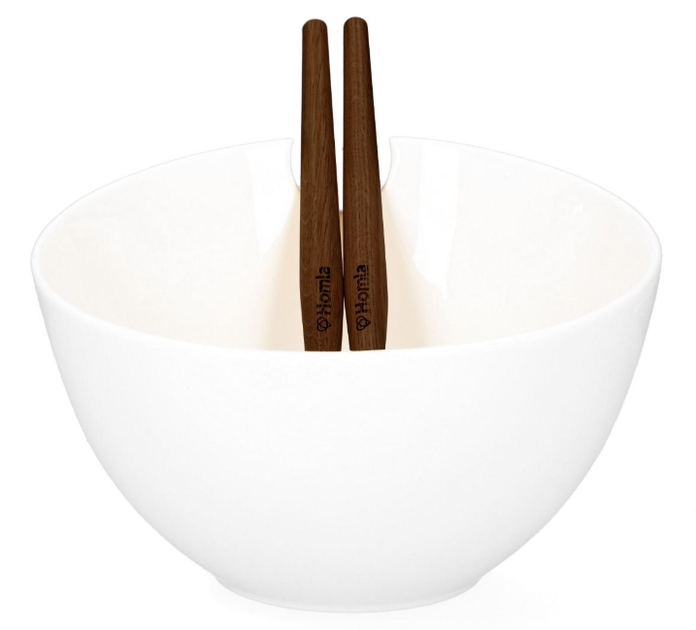 Zestaw HOMLA Mooka Miska do sałat ceramiczna 24 cm + sztućce do serwowania 2 szt (5902869967904) - obraz 3