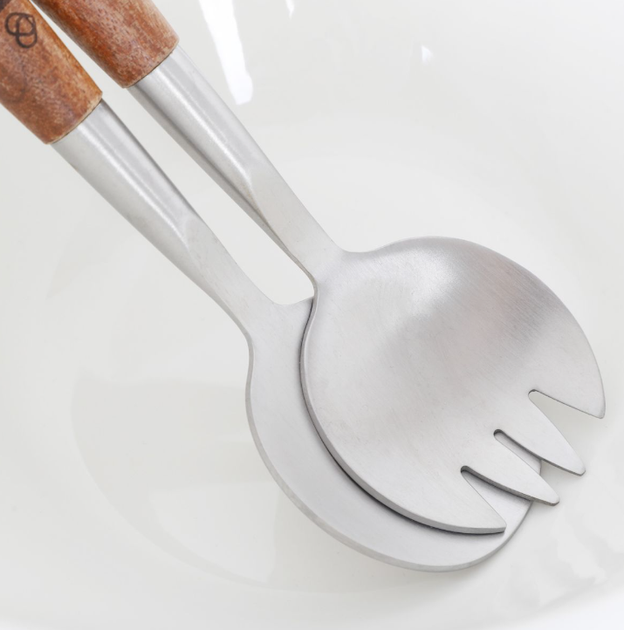 Zestaw HOMLA Mooka Miska do sałat ceramiczna 24 cm + sztućce do serwowania 2 szt (5902869967904) - obraz 4