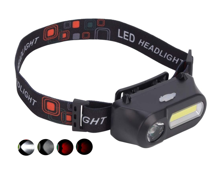 Ліхтар налобний Bailong BL-1804 (Червоний+Білий) Акумуляторний 18650 / LED+COB / MicroUSB/ 2 кнопки (t9337) - зображення 2