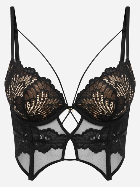 Бюстьє Push-up з кісточками мереживне Esotiq Bari 42509-61X L Чорне (5903972526811) - зображення 6