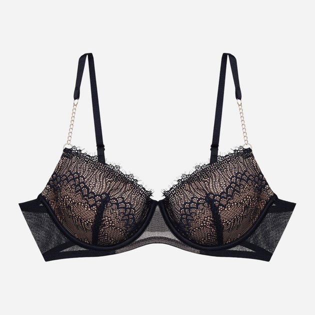 Бюстгальтер Push-up з кісточками мереживний Esotiq Bonjour 42518-61X 70C Чорний з бежевим (5903972529003) - зображення 11