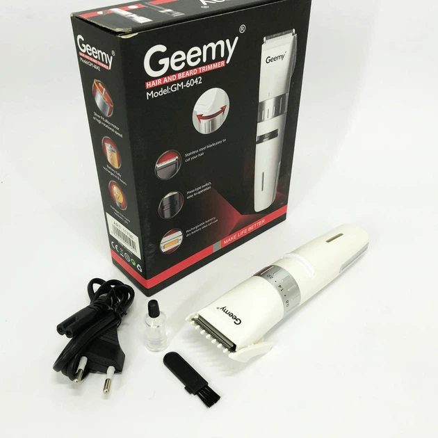 Аккумуляторная машинка для стрижки волос Gemei GM-6042, подстригательная машинка. Цвет: белый - изображение 2