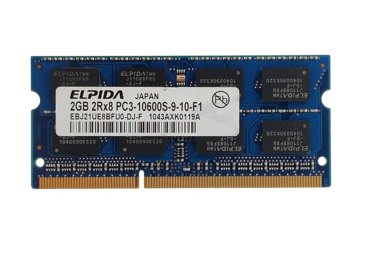Оперативная память для ноутбука SODIMM Elpida DDR3 2Gb 1333MHz PC3-10600S (EBJ21UE8BFU0-DJ-F) 14152 Б/У - Фото 1 Оперативная память для ноутбука SODIMM Elpida DDR3 2Gb 1333MHz PC3-10600S (EBJ21UE8BFU0-DJ-F) 14152 Б/У - изображение 1