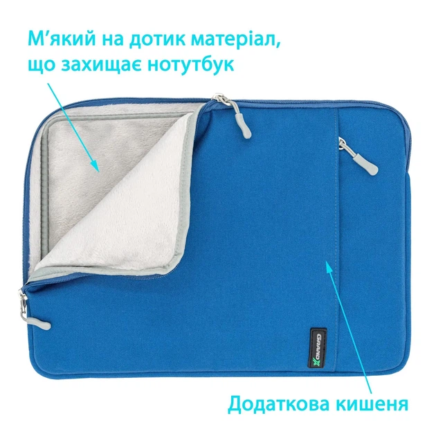 Чехол для ноутбука Grand-X SL-15B 15.6'' Blue - Фото 2 Чехол для ноутбука Grand-X SL-15B 15.6'' Blue - изображение 2