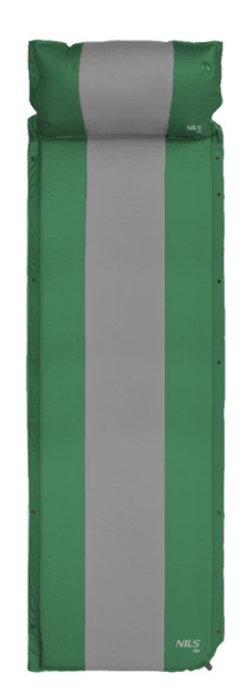 Mata samopompująca Nils Camp NC4349 z poduszką 193 cm Ciemnozielona (5907695544534) - obraz 1