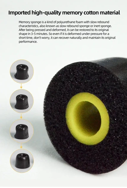 KZ Memory Foam Ear Tips – Пінні амбушюри з ефектом пам’яті для Hi-Fi звуку та комфорту - изображение 4