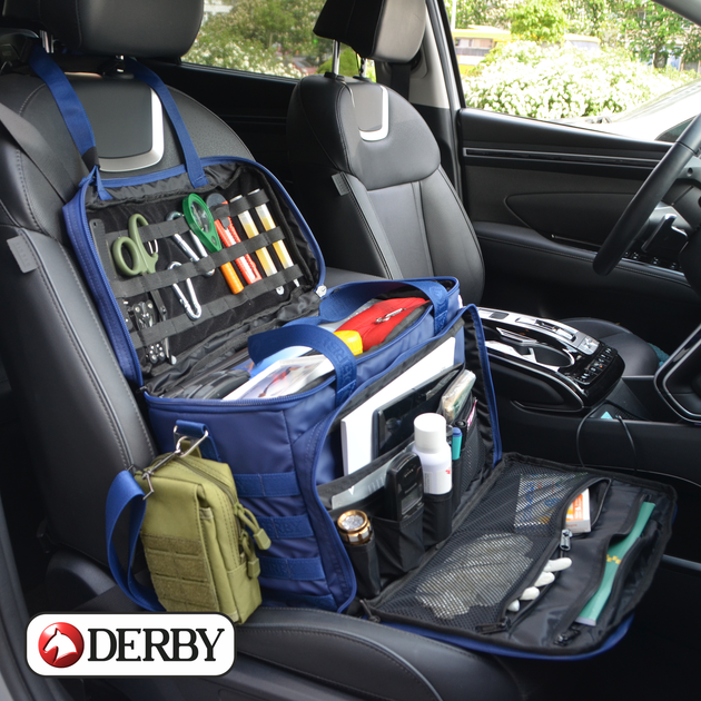 Сумка-органайзер дорожная DERBY PatrolBag синяя передвижной офис для ВМС, ВПС, на кресло сиденье автмобиля крепкая ручная кладь в самолет 40 30 20, карман ноут - изображение 2
