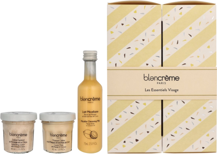 Zestaw kosmetyków pielęgnacyjnych Blancreme Essentials Mango & Coconut Mleczko micelarne do oczyszczania 80 ml + Peeling 40 ml + Maska 40 ml (3700614810596) - obraz 2