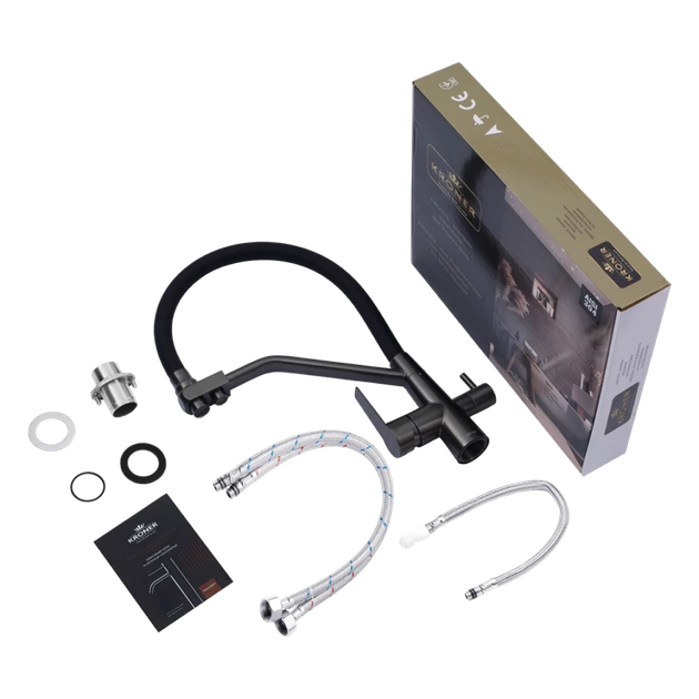 Комплект кухонної мийки Kroner KRP Schwarze - 5050HM PVD (3.0/1.0 мм) - зображення 17