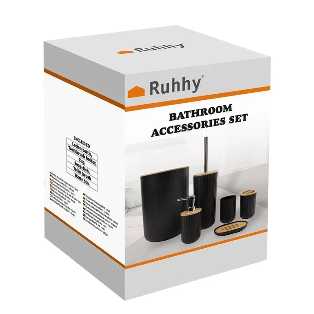 Набір аксесуарів для ванної кімнати 6in1 Ruhhy 24636 Black - зображення 9