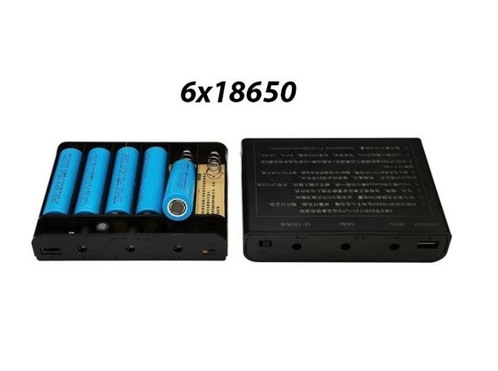 UPS для роутера DIY DC1936K, 36W 12Vx3A, 9Vx1A, USB, 19200mAh, Комплект для збірки: ДБЖ+6xАКБ+БП+2 Кабеля, Black - зображення 3