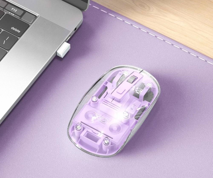 Беспроводная мышь XO M12 Bluetooth+2.4G, 1200DPI, 300mAh, 30h, Фиолетовый - изображение 3