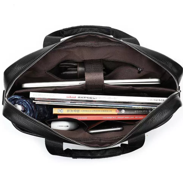 Чоловіча шкіряна сумка для ноутбука та документів чорна Tiding Bag RD-23134 - Фото 5 Чоловіча шкіряна сумка для ноутбука та документів чорна Tiding Bag RD-23134 - зображення 5