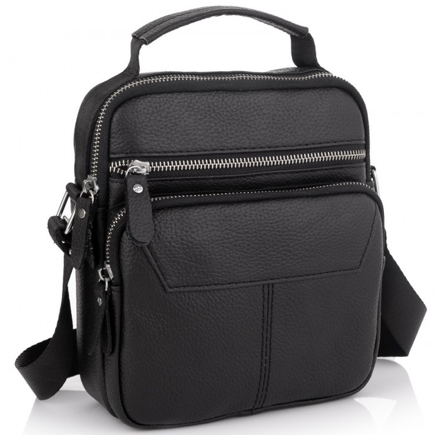 Мужской кожаный мессенджер через плечо черный Tiding Bag A25F-1519A - Фото 2 Мужской кожаный мессенджер через плечо черный Tiding Bag A25F-1519A - изображение 2