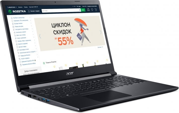 Ноутбук Acer Aspire 7 A715-43G-R11(NHQHHEX011) AMD Ryzen 7 5825U,NVIDIA GeForce RTX 3050 Ti 4GB,16/512GB,Charcoal Black - изображение 2