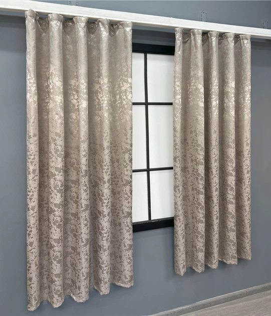 Комплект коротких штор VR-Textil Лен мрамор Pavliani VO № 1717ш серо-бежевый 130х170 см 2 шт (35-0343) - изображение 3