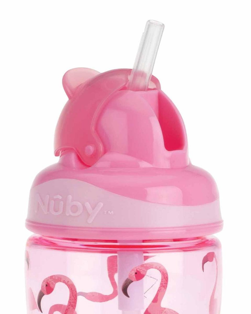 Пляшка для дітей Nuby Flip-it із соломинкою Рожева 360 мл (5414959049792) - зображення 4