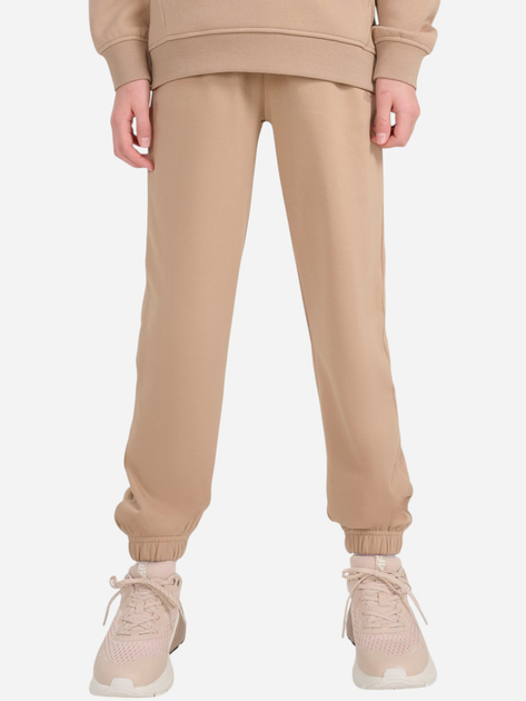 Spodnie dresowe dziewczęce młodzieżowe joggery 4F 4FJWSS25TTROF1187-83S 164 cm Beżowe (5905700426172) - obraz 1