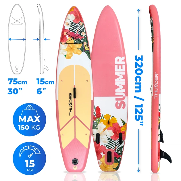 Надувная SUP-доска THUNDER VIOSA 320 розово-белая, 320×75×15 см, нагрузка до 150 кг, насос, ремень и чехол для телефона(ISL_43F973605F60) - изображение 4