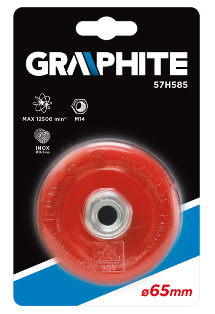 Щітка чашкова по металу Graphite 65мм, з плетеного нержавіючого дроту INOX, M14, 57H585 (100001957) - зображення 4