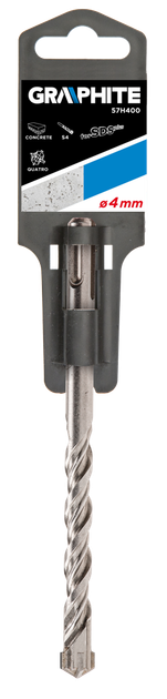 Бур Graphite SDS-plus 4x110мм S4, quatro, 4 ріжучі кромки 57H400 - зображення 4