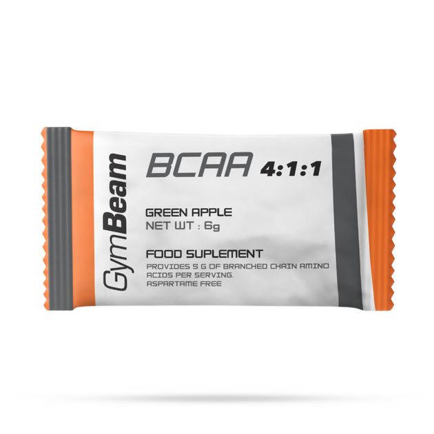Пробник - BCAA 4:1:1 у формі порошку 6 g зелене яблуко - GymBeam - Фото 1 Пробник - BCAA 4:1:1 у формі порошку 6 g зелене яблуко - GymBeam - изображение 1