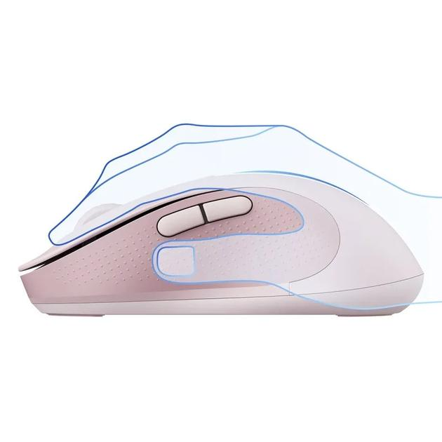 Компьютерная мышь Baseus F02 Ergonomic Wireless Mouse Pink, 2.4G, ВТ 5.2, 1000-4000 DPI, 1хАА, B01055505411-01 - изображение 5