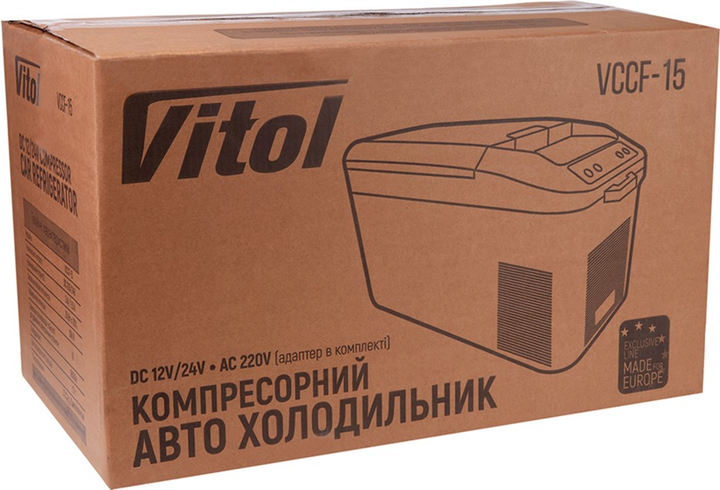 Автохолодильник компресорний Vitol DC/AC 12/24/220V 15 л (VCCF-15) - зображення 6