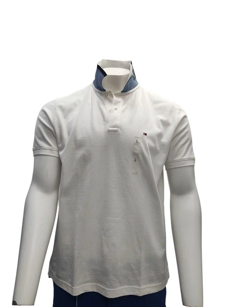 Чоловіча футболка поло Tommy Hilfiger Regular Fit з коротким рукавом, біла, розмір L - изображение 3