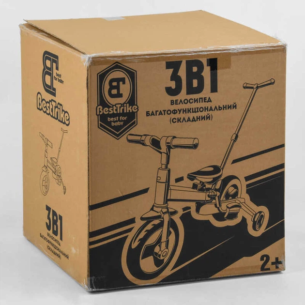 Велосипед-трансформер (беговел) с родительской ручкой Best Trike 23031 черный с красными элементами - Фото 2 Велосипед-трансформер (беговел) с родительской ручкой Best Trike 23031 черный с красными элементами - изображение 2
