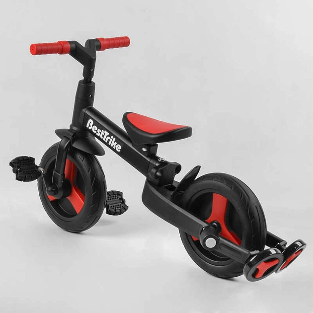 Велосипед-трансформер (беговел) с родительской ручкой Best Trike 23031 черный с красными элементами - Фото 7 Велосипед-трансформер (беговел) с родительской ручкой Best Trike 23031 черный с красными элементами - изображение 7
