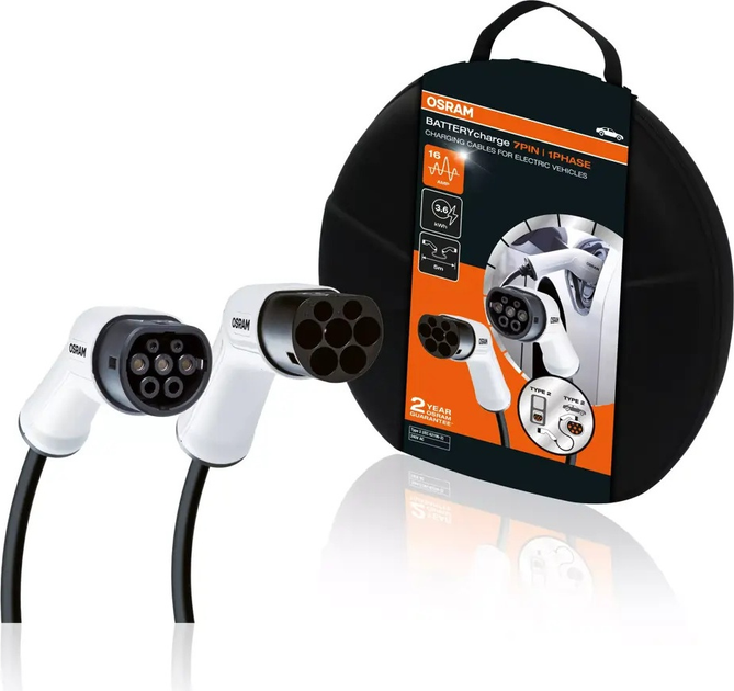 Kabel OSRAM do ładowania pojazdów elektrycznych OCC21605 7 Pin 16A 3.6 kW Type 2/Type 2 (4052899624115) - obraz 12