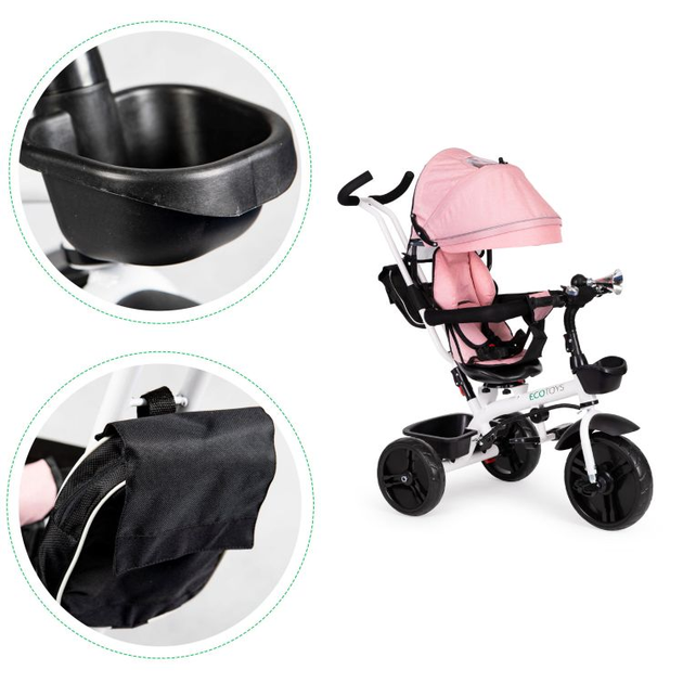 Rowerek trójkołowy EcoToys z obracanym siedziskiem 360° JM-322 Różowy (5903769974221) - obraz 7