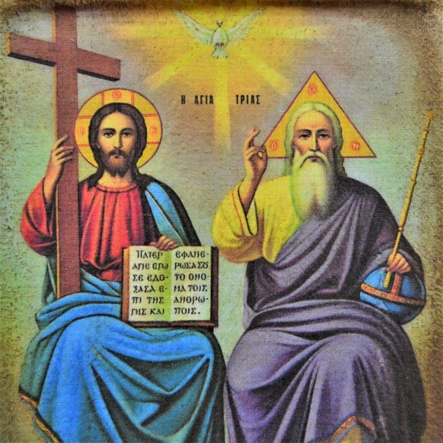 Ікона "Трійця Новозавітна" на дереві 11х9 см - Фото 7 Ікона "Трійця Новозавітна" на дереві 11х9 см - зображення 7