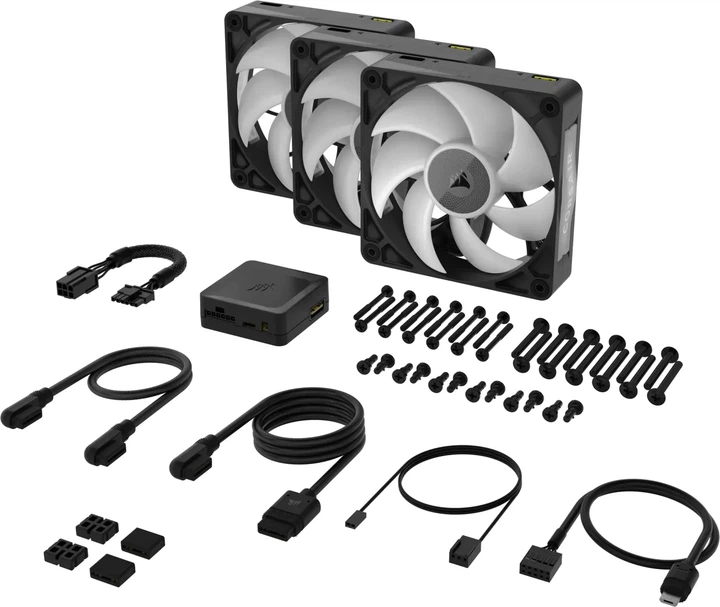 Zestaw wentylatorów Corsair iCUE LINK RX120 Max RGB Starter Kit 120 mm 3-Pack Black (CO-9051034-WW) - obraz 4