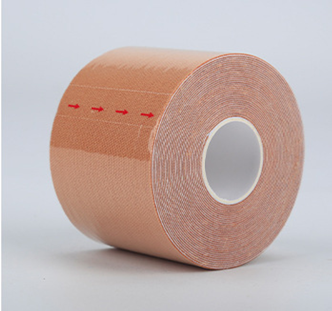 Кінезіо тейп для обличчя та тіла Kinesio tape, розмір 3,8см*5м, тілесний (LS-KT-02-3_8) - зображення 2