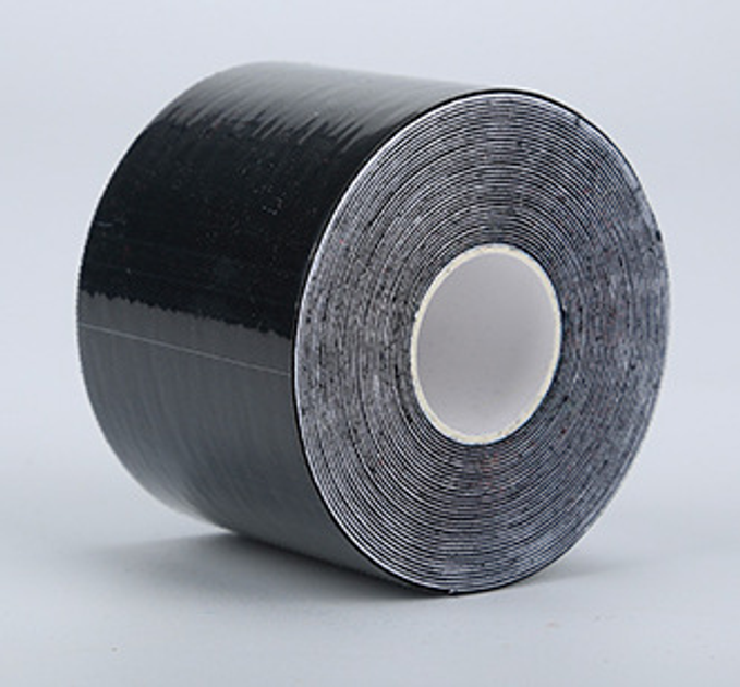 Кінезіо тейп для обличчя та тіла Kinesio tape, розмір 3,8см*5м, чорний (LS-KT-01-3_8) - зображення 2