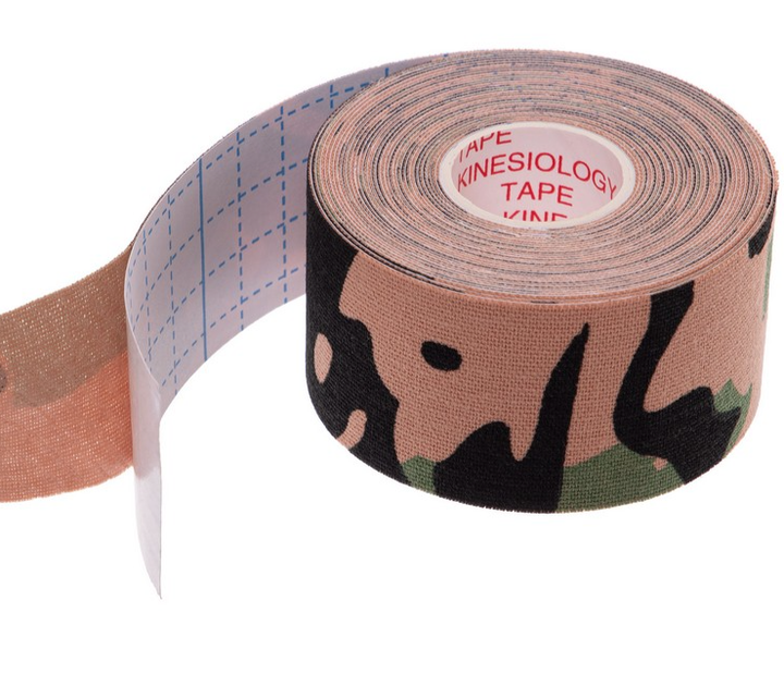 Кинезио тейп для лица и тела Kinesio tape, размер 2,5см*5м, зеленый комуфляж (LS-KT-07-2_5) - изображение 5