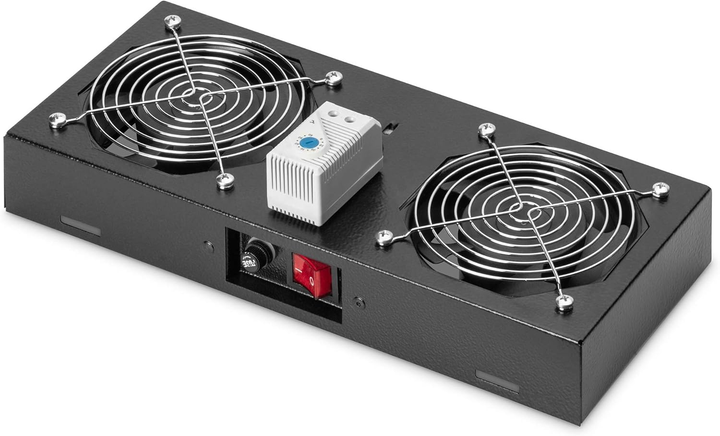 Стельовий блок охолодження для серверних шаф Digitus 2 x Fans Black (DN-19 FAN-2-WM-T-SW) - зображення 1