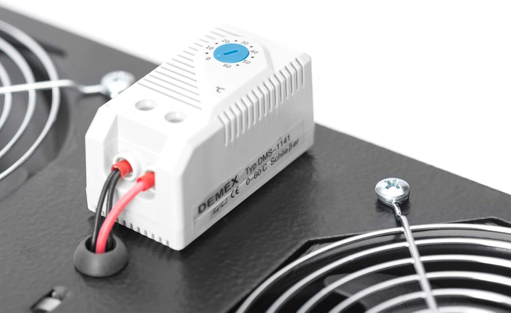 Стельовий блок охолодження для серверних шаф Digitus 2 x Fans Black (DN-19 FAN-2-WM-T-SW) - зображення 2