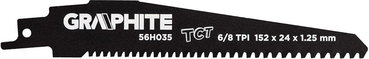 Полотно для шабельної пили Graphite HM 125 x 24 x 1.25 мм 8/6 TPI 56H035 (5902062506573) - зображення 1