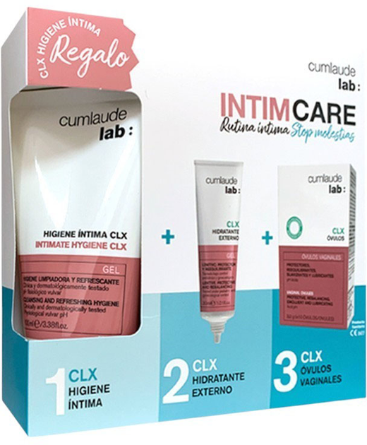 Zestaw kosmetyków do higieny intymnej Cumlaude Lab CLX Higiena intymna CLX 200 ml + Zewnętrzny nawilżacz CLX 30 ml + Waginalne globulki CLX (8428749004028) - obraz 1