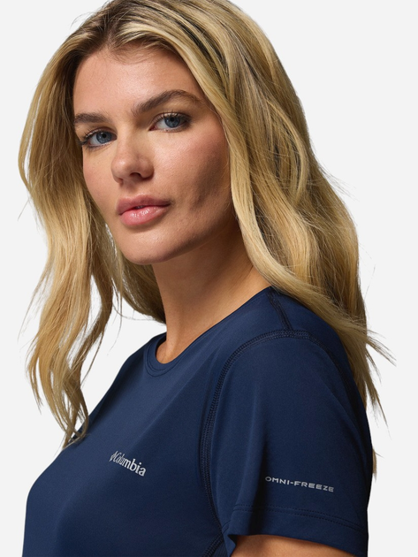 Спортивна футболка жіноча Columbia Zero Rules Light SS Crew 2131723464 XL Темно-синя (195982263342) - зображення 5