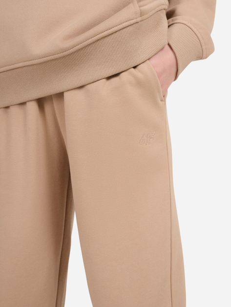 Spodnie dresowe dziewczęce młodzieżowe joggery 4F 4FJWSS25TTROF1187-83S 140 cm Beżowe (5905700426158) - obraz 5