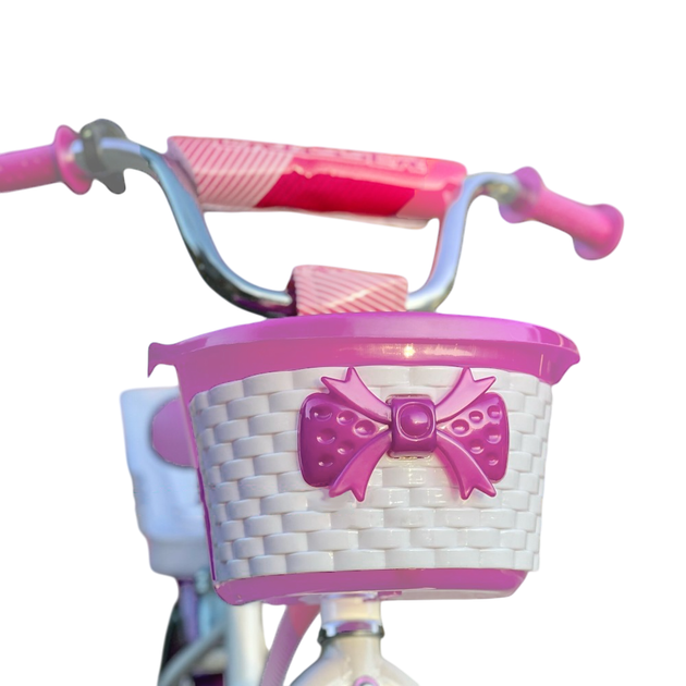 Дитячий велосипед з кошиком на кермі та бічними колесами Crosser Kids Bike 14" Рожевий - зображення 5