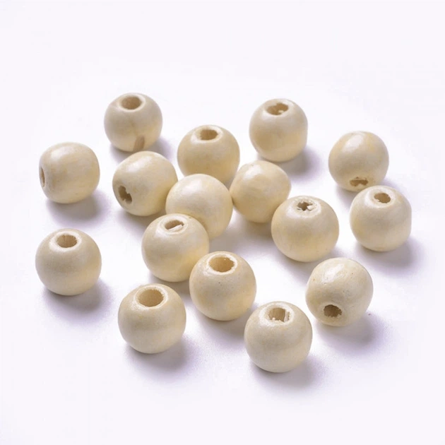 Намистини Дерево Пофарбовані, Круглі, Бежевий, 12х11мм, Отвір 4мм, близько 85шт/50г - зображення 4