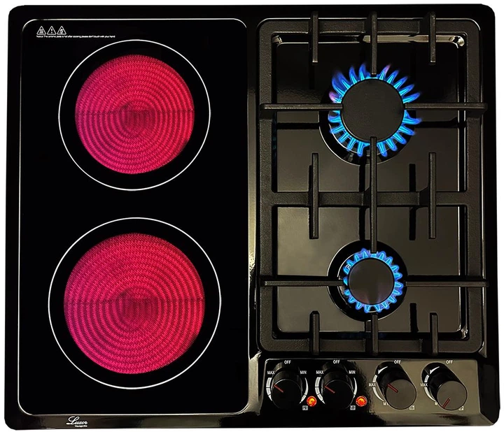 Комбінована HI - Light - газова варильна певерхня Luxor SH 68 BK + Витяжка Sweet Air Prestige F 60 B Glass 1450 LED, чорний - зображення 2